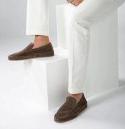 Tobias Wrenfield | Suede Slip-On Loafers in Taupe