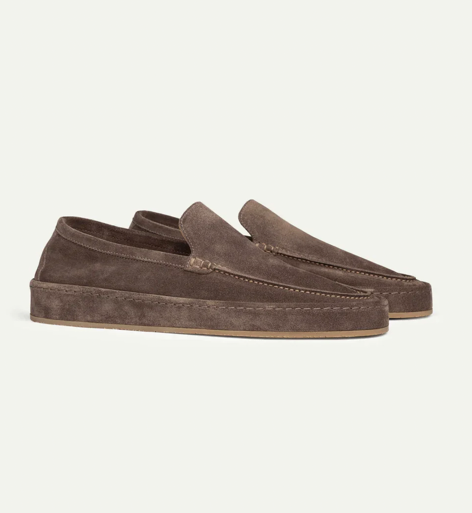 Tobias Wrenfield | Suede Slip-On Loafers in Taupe