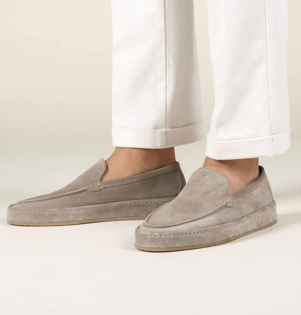 Tobias Wrenfield | Suede Slip-On Loafers in Taupe