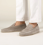 Tobias Wrenfield | Suede Slip-On Loafers in Taupe