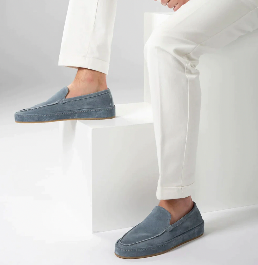 Tobias Wrenfield | Suede Slip-On Loafers in Taupe