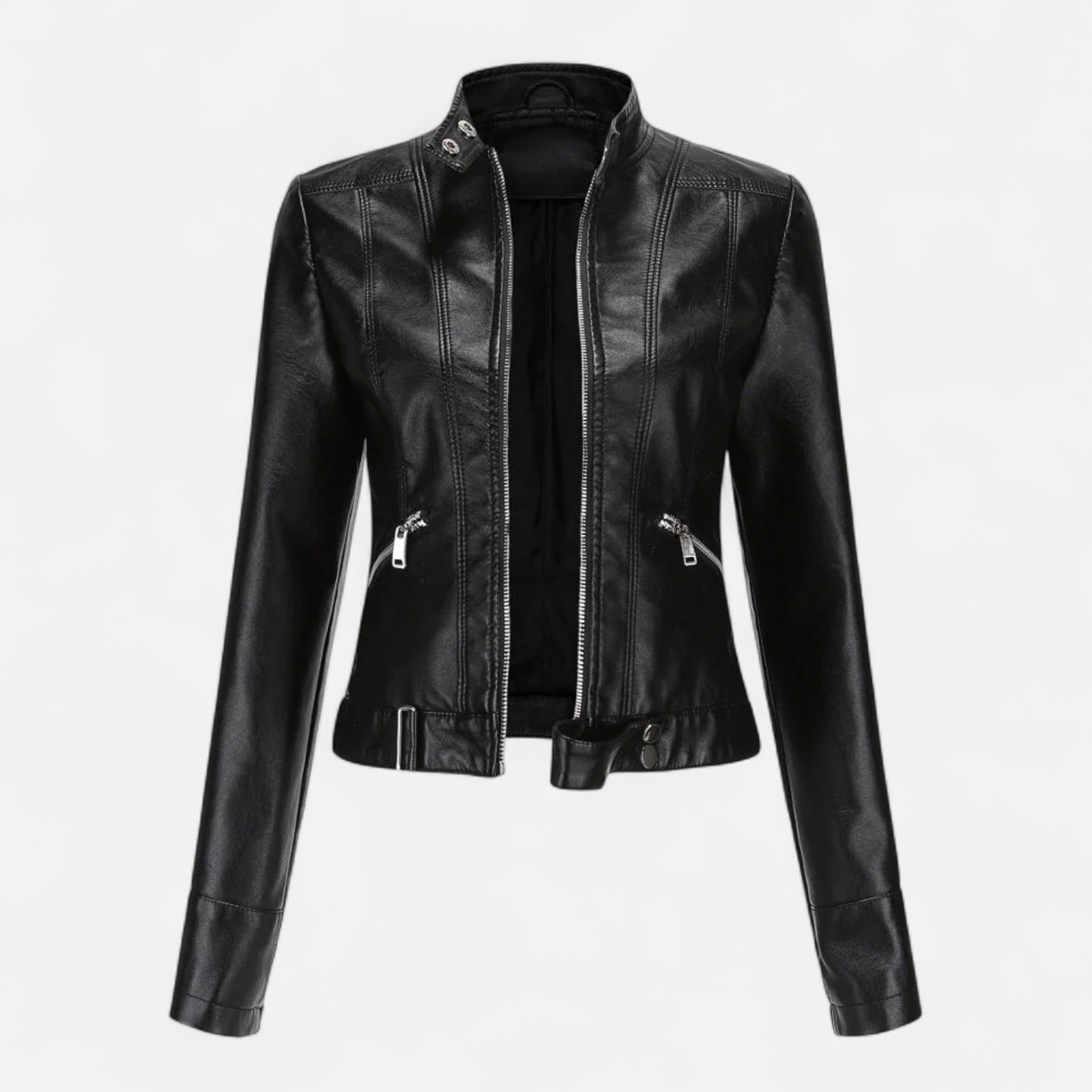 Valentina Greco | Brown Faux Leather Biker Jacket for Women