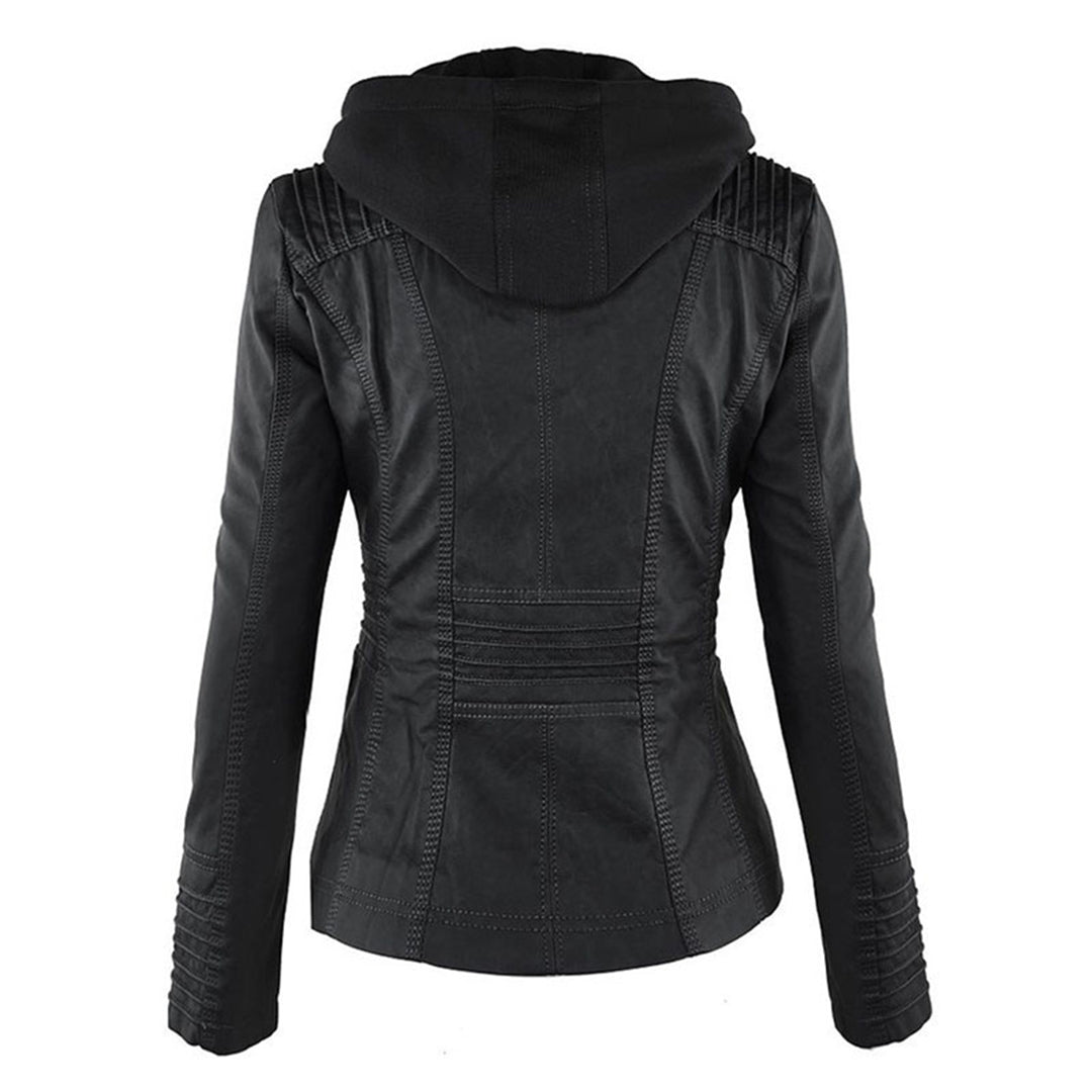 Georgiana Pryce | Veste à capuche en cuir vegan avec détail zippé