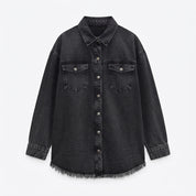 Bridget Hartley | Red Denim Jacket With Frayed Hem