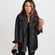 Bridget Hartley | Red Denim Jacket With Frayed Hem