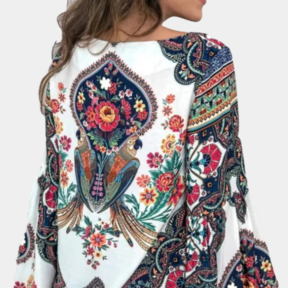 Phoebe Langtree | Blouse bohème à imprimé floral avec manches cloche
