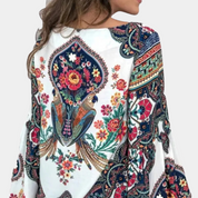Phoebe Langtree | Blouse bohème à imprimé floral avec manches cloche