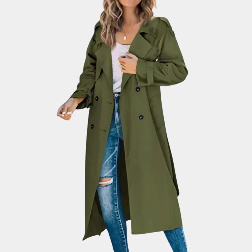 Harriet Woods | Black Double-Breasted Belted Trench Coat