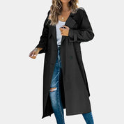 Harriet Woods | Black Double-Breasted Belted Trench Coat