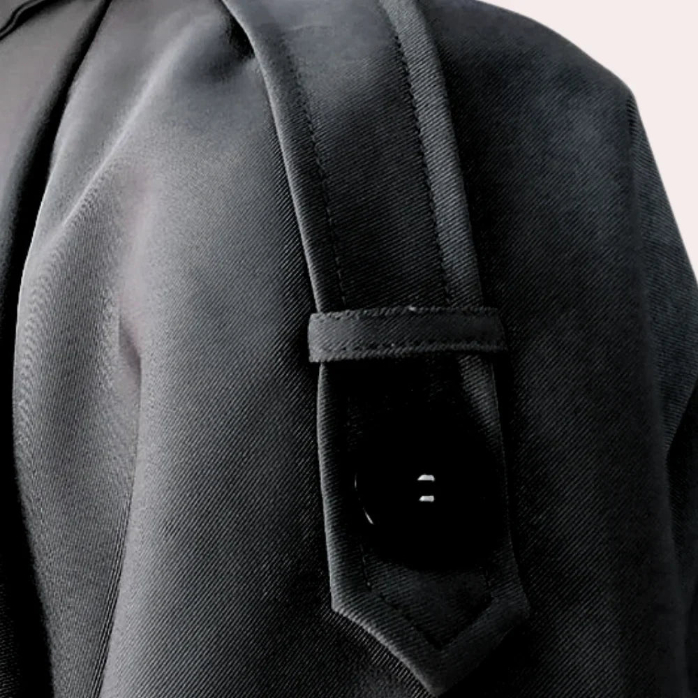Harriet Woods | Black Double-Breasted Belted Trench Coat