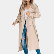 Harriet Woods | Black Double-Breasted Belted Trench Coat