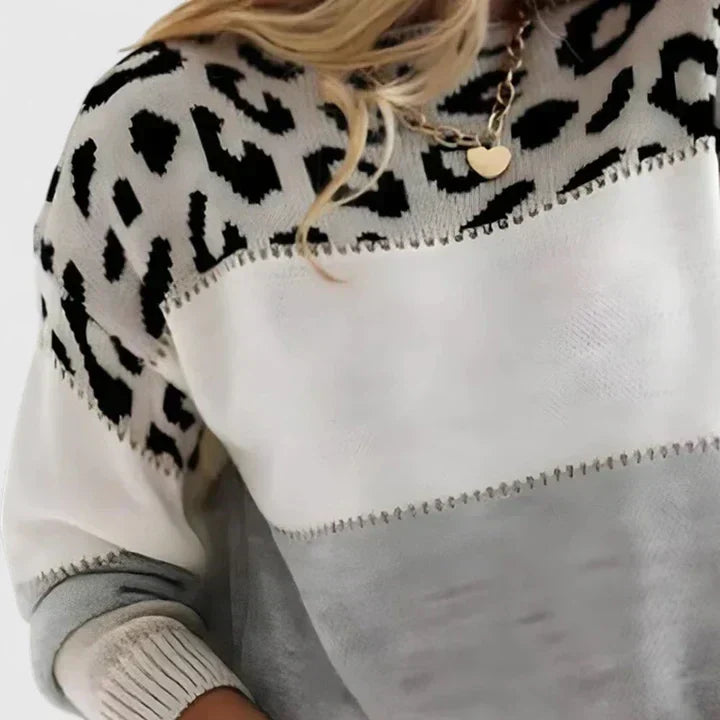 Sylvia Prendergast | Pull bicolore à imprimé léopard