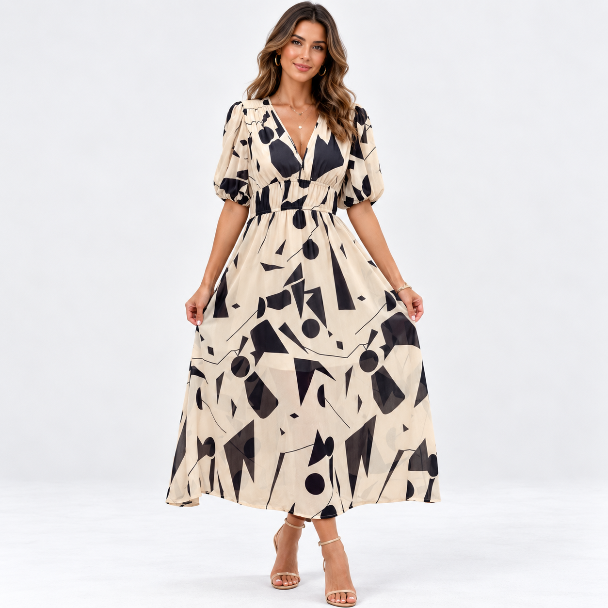 Camilla Rowntree | Robe midi fleurie à manches bouffantes
