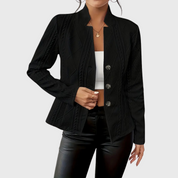Celeste Vanbrough | White Textured Button-Front Blazer