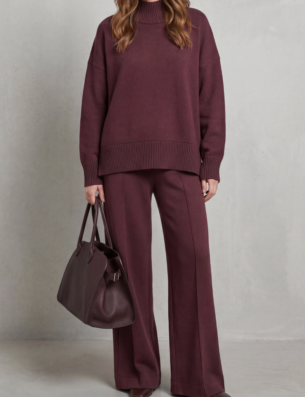 Millicent Griffiths | Ensemble d’intérieur en maille oversize à col montant couleur baie