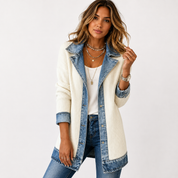 Cecily Hartwood | Veste à empiècements en denim et maille côtelée