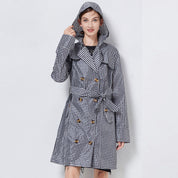 Cecily Roberts | Hooded Gingham Trench Coat with Belt