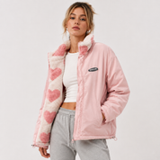 Cecily Wilson | Heart Print Fleece Zip-Up Coat