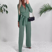 Celeste Laurent | Sage Green Long Sleeve Wrap Jumpsuit