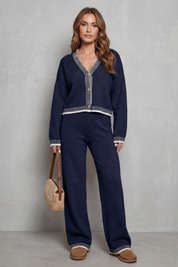 Eleanor Griffin | Oat Knit Cardigan & Wide-Leg Trouser Co-ord Set