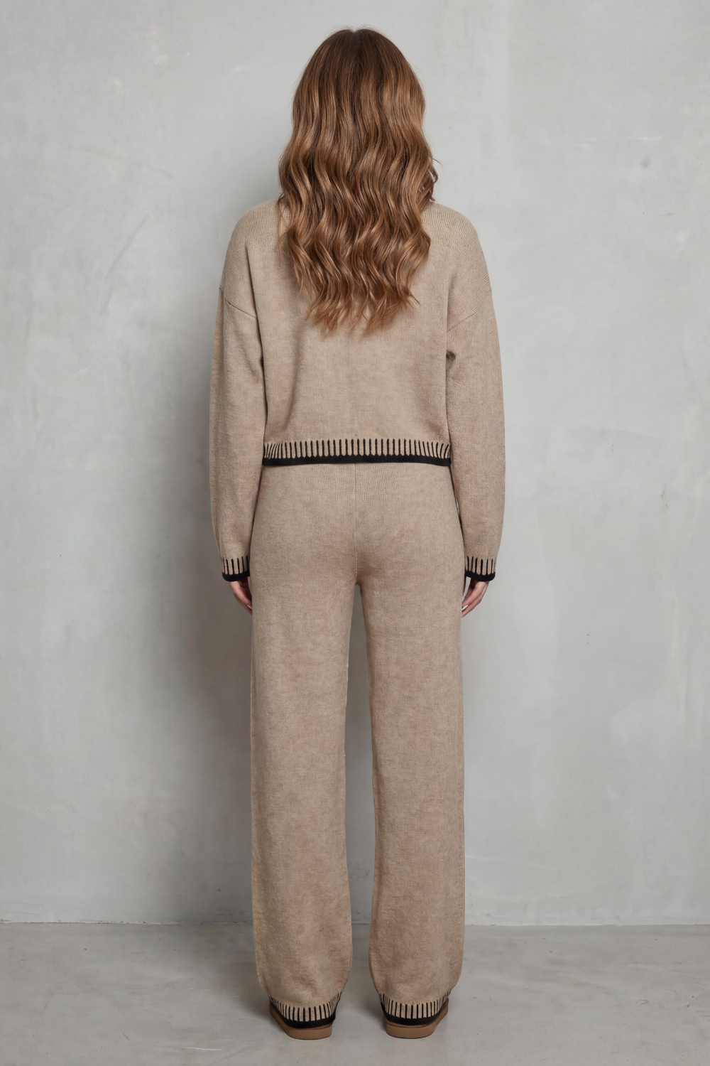Eleanor Griffin | Oat Knit Cardigan & Wide-Leg Trouser Co-ord Set