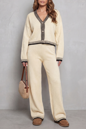 Eleanor Griffin | Oat Knit Cardigan & Wide-Leg Trouser Co-ord Set