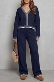 Eleanor Griffin | Oat Knit Cardigan & Wide-Leg Trouser Co-ord Set