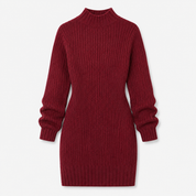Charlotte Hunter | Ribbed Turtleneck Knit Mini Dress