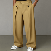 George Hill | Wide-Leg Pleated Trousers in Camel