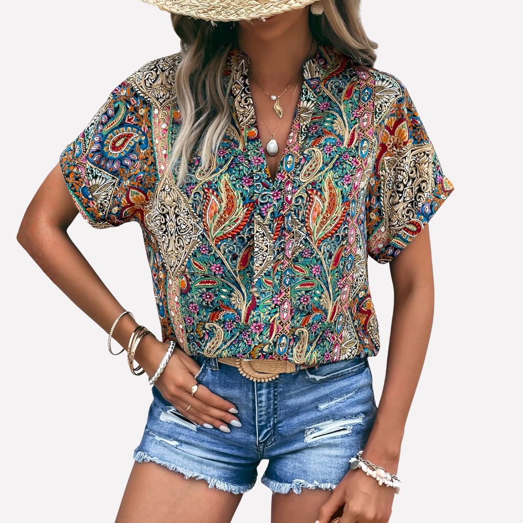 Saskia Bellingham | Paisley Print Blouse With Drop-Shoulder Sleeves