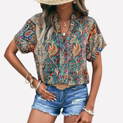 Saskia Bellingham | Paisley Print Blouse With Drop-Shoulder Sleeves