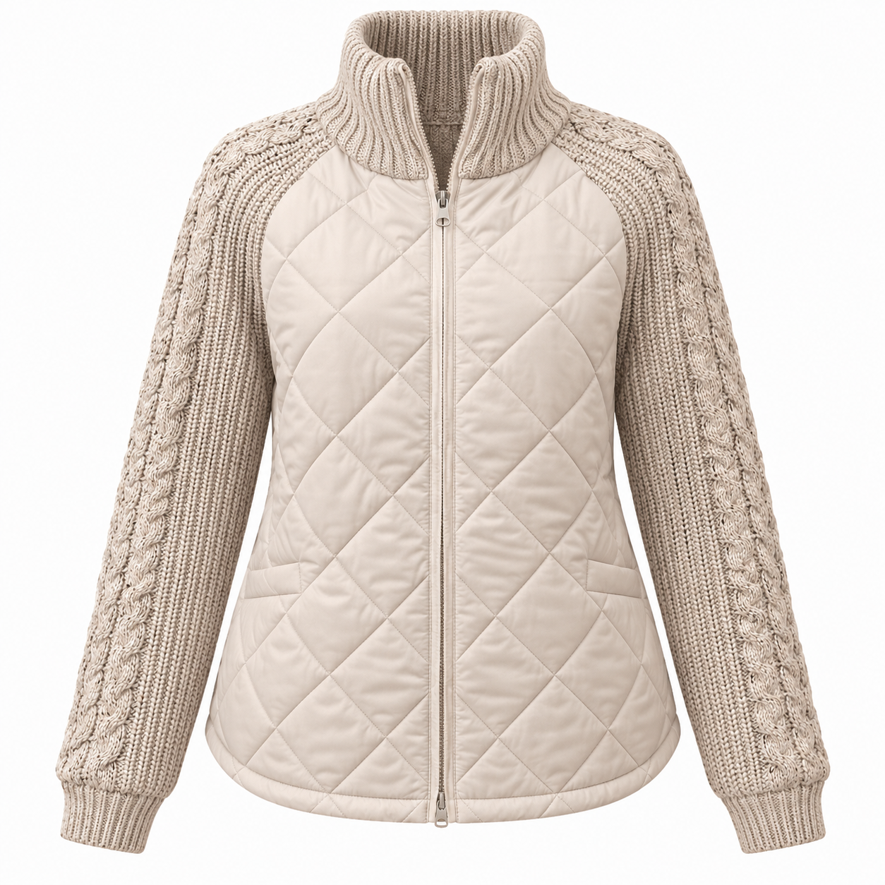 Clementine Radcliffe | Quilted Puffer Jacket With Knit Sleeves