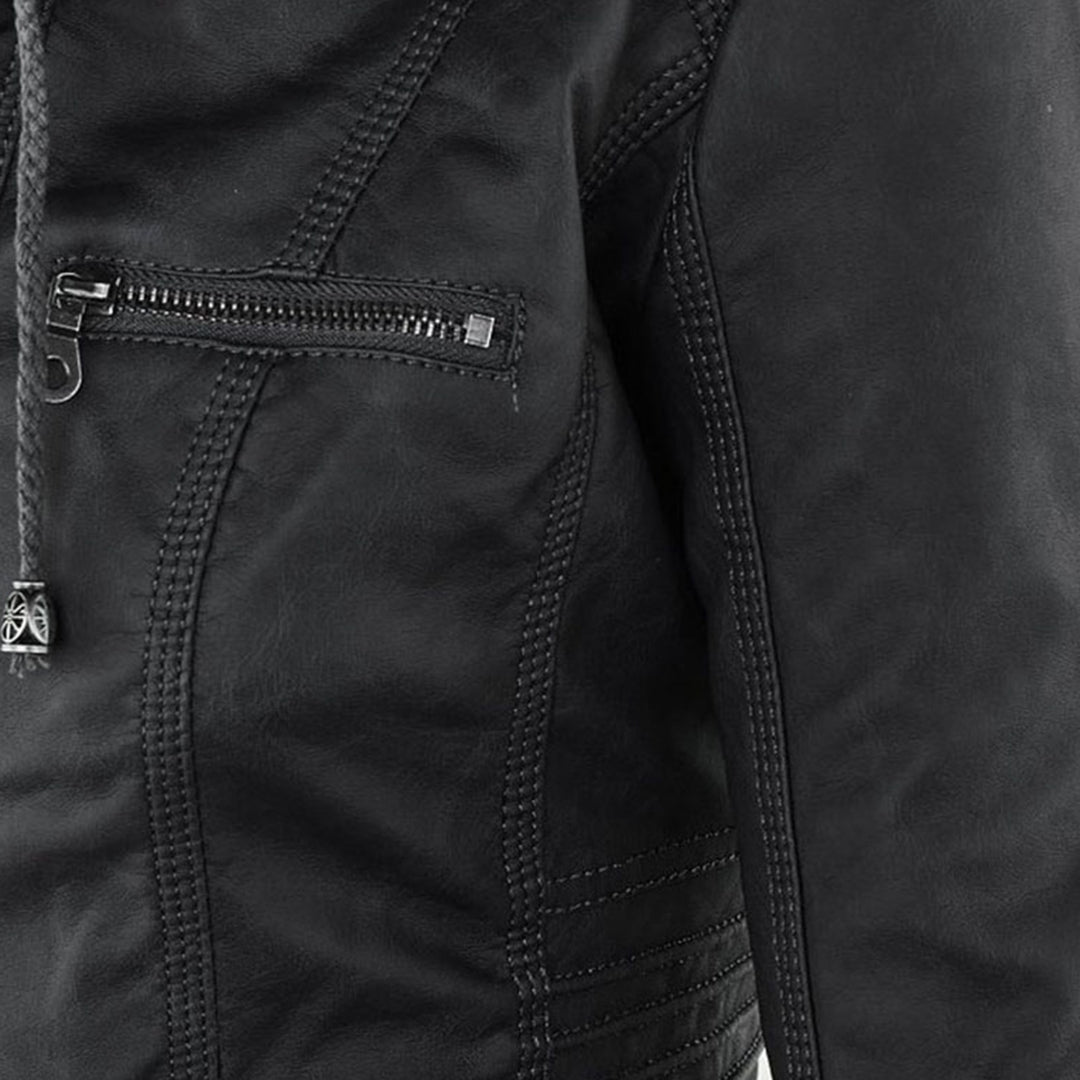 Georgiana Pryce | Veste à capuche en cuir vegan avec détail zippé