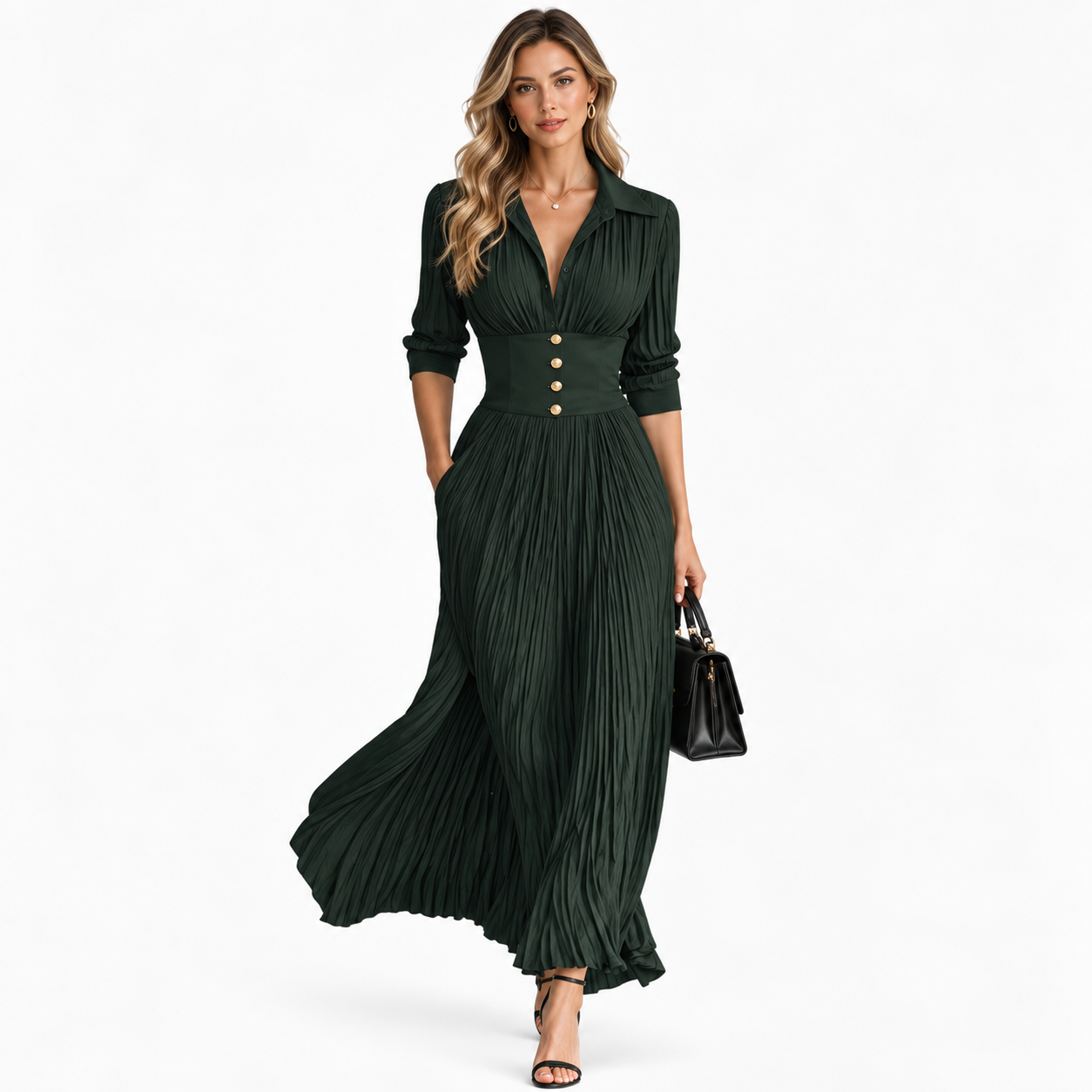 CressidaWhitlockPleatedBlackMaxiDressWithButtonFront-modle.png