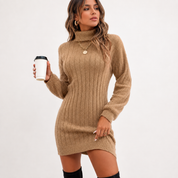 Daisy Walker | Ribbed Knit Turtleneck Sweater Dress