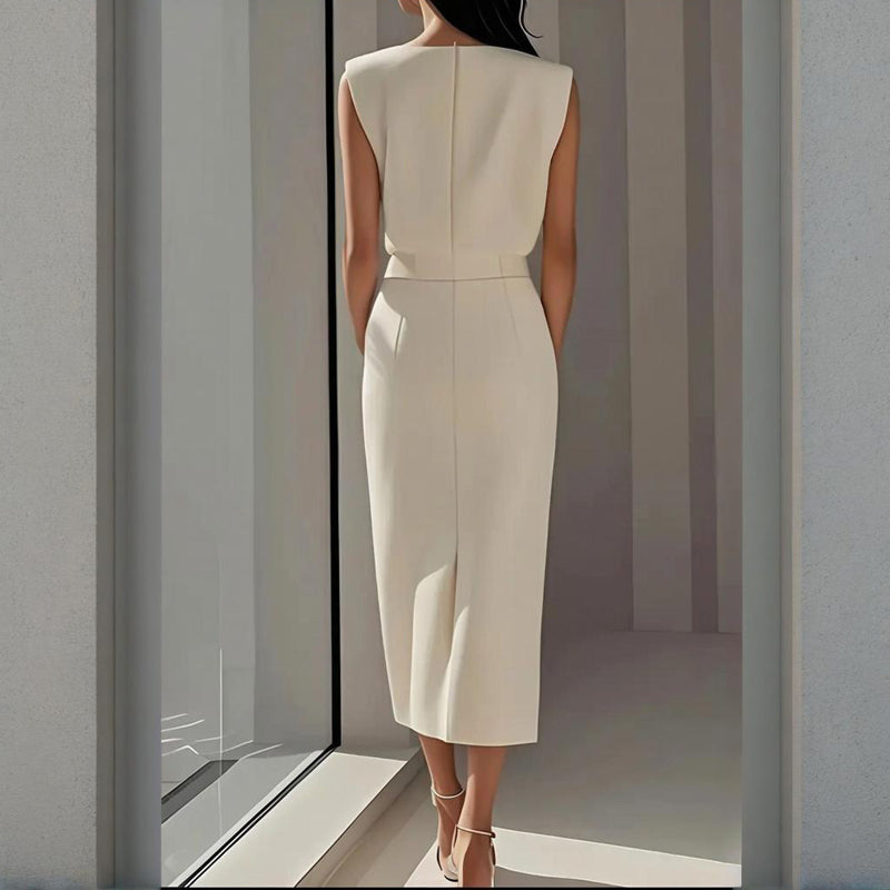 Dames_Midi_Jurk_met_Split_en_Knoopdetail_beige_beige2.jpg