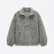 Daphne Pickering | Pull en polaire texturée à col montant et fermeture éclair quart de tour