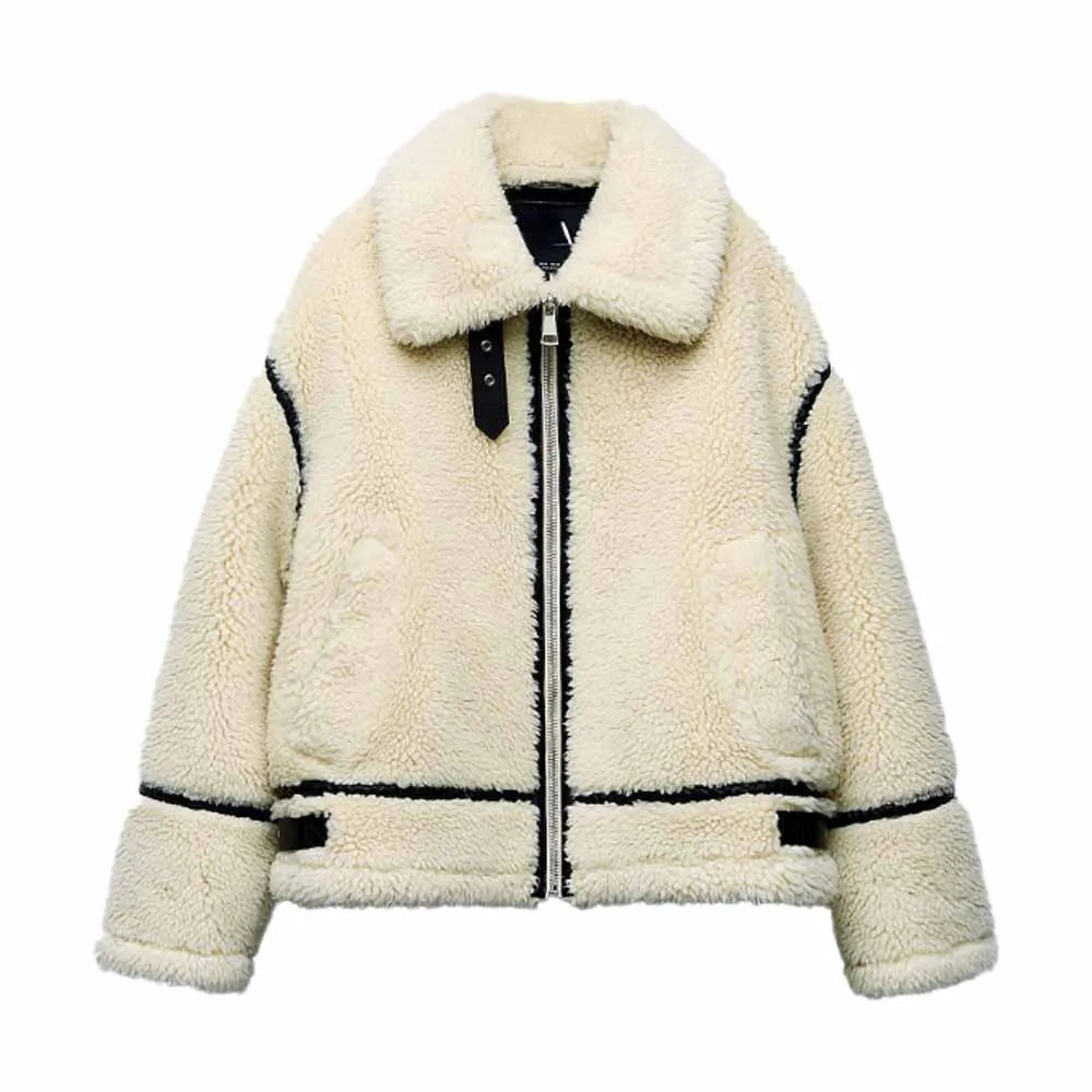 Bridget Oakley | Veste teddy oversize avec bordures contrastantes
