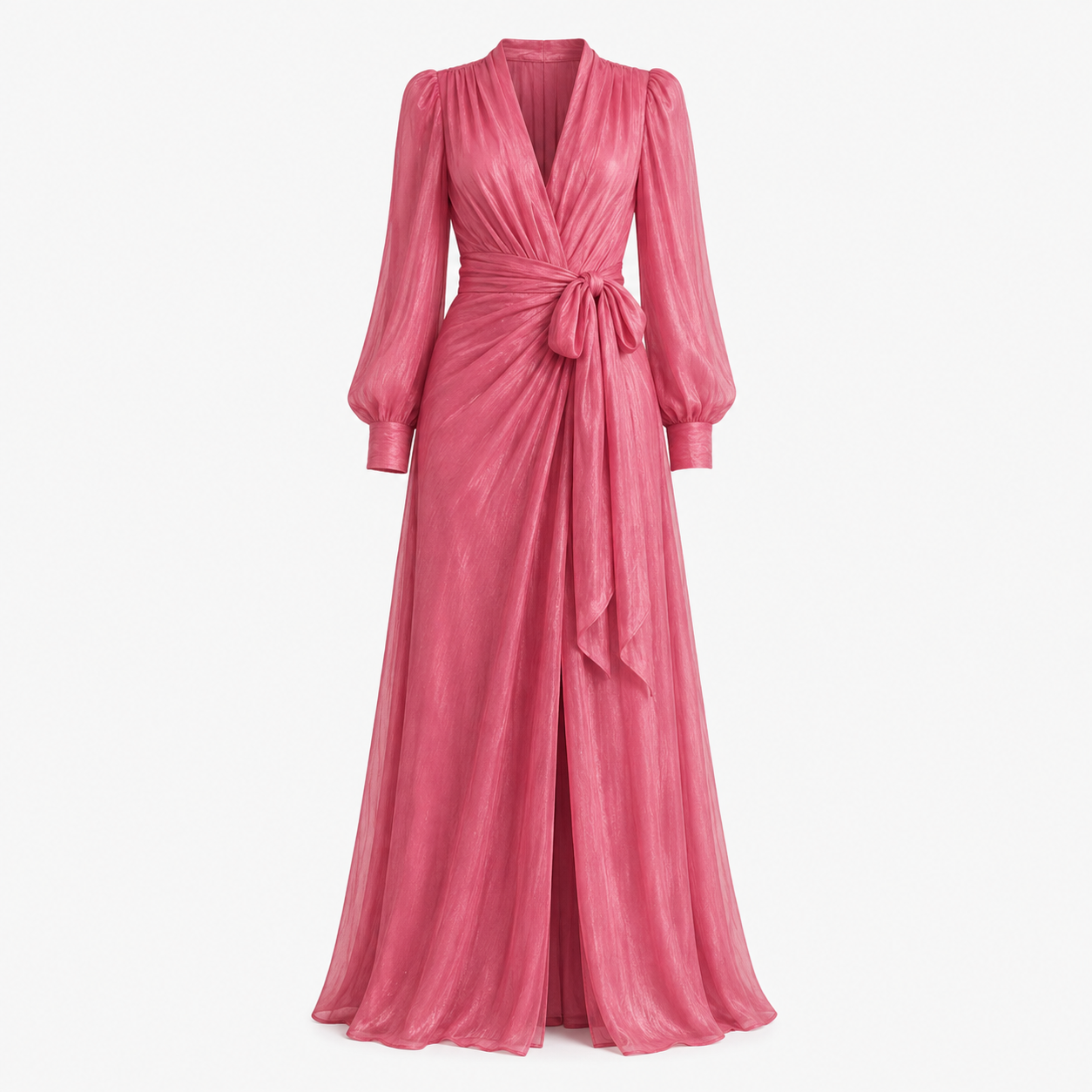Diana Evans | Deep V-Neck Chiffon Maxi Dress in Dusky Rose