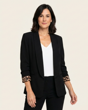 Cecily Edwards | Structured Blazer with Leopard-Print Lining