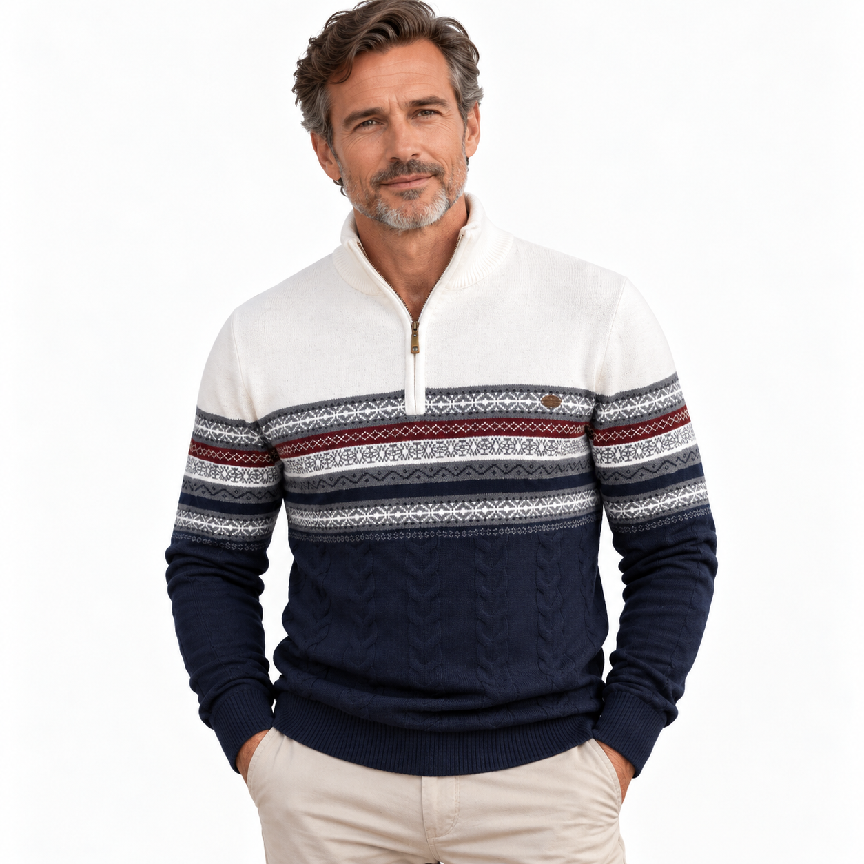 Winter Frost | Navy Fair Isle Christmas Sweater For Men