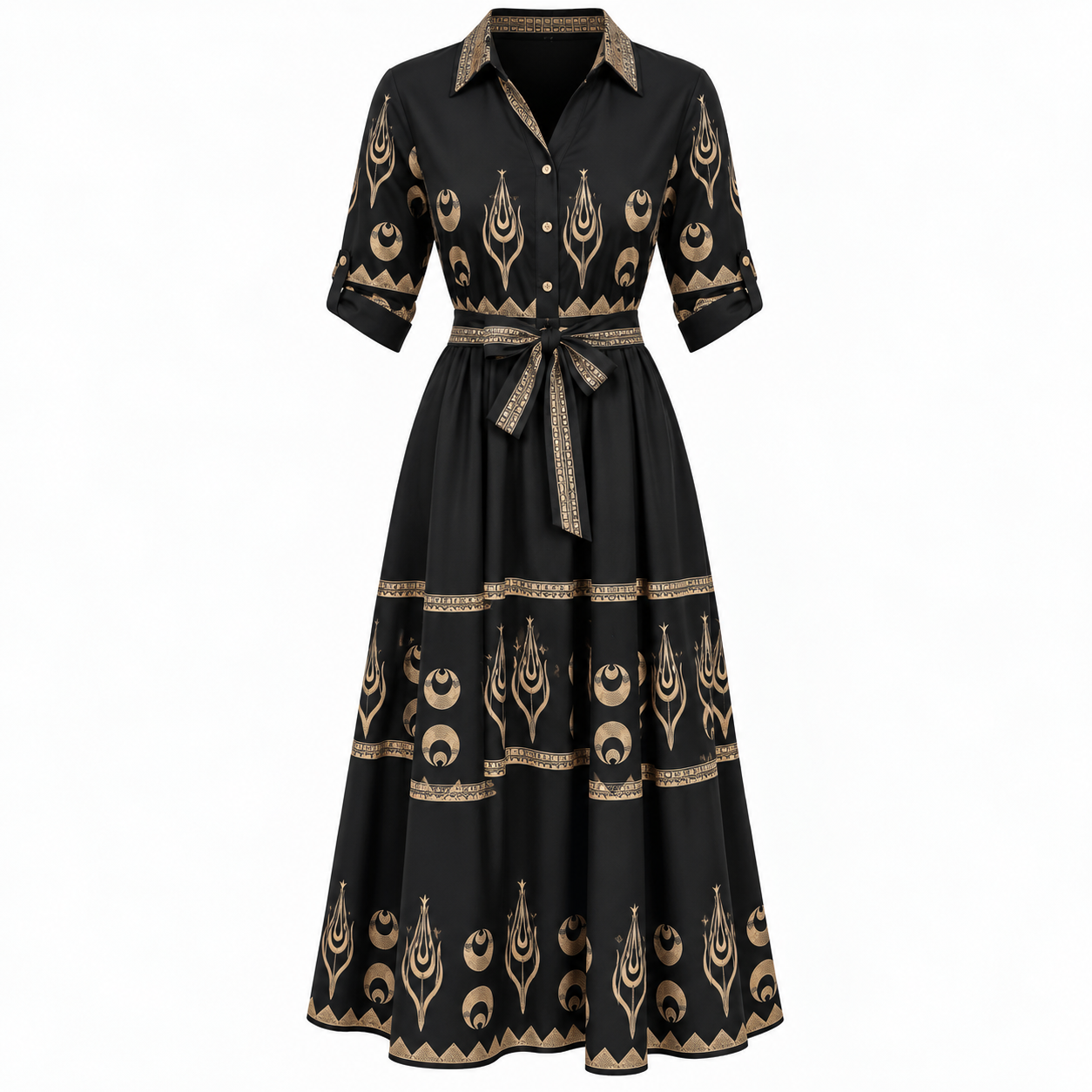 Edith Barrett | Printed Maxi Dress With Puff Sleeves