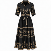 Edith Barrett | Printed Maxi Dress With Puff Sleeves