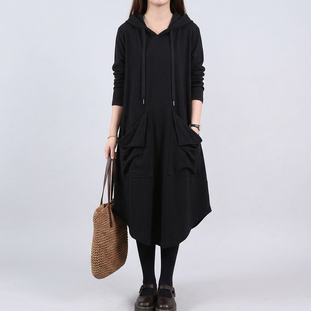 Alice Hartfield | Olive Hooded Maxi Dress With Curved Hem
