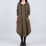 Alice Hartfield | Olive Hooded Maxi Dress With Curved Hem