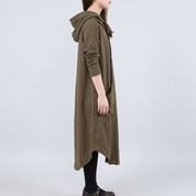 Alice Hartfield | Olive Hooded Maxi Dress With Curved Hem
