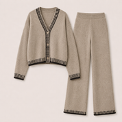 Eleanor Griffin | Oat Knit Cardigan & Wide-Leg Trouser Co-ord Set