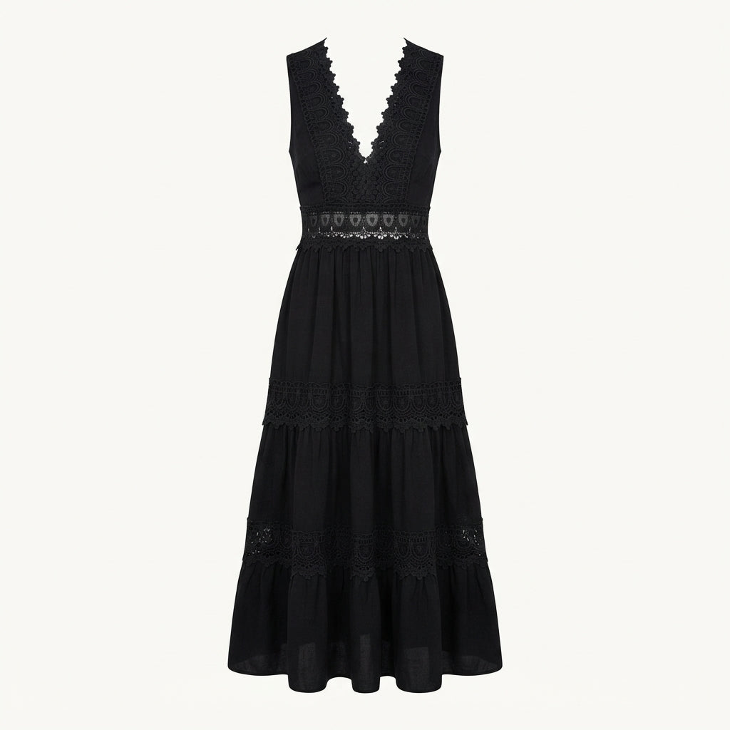 Eleanor Sinclair | Robe midi blanche en dentelle crochetée