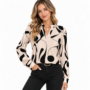 Eleanor Stanmore | Abstract Print Blouse With Split Neckline