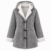 Eleanor Whitmore | Grey Shearling-Lined Hooded Coat